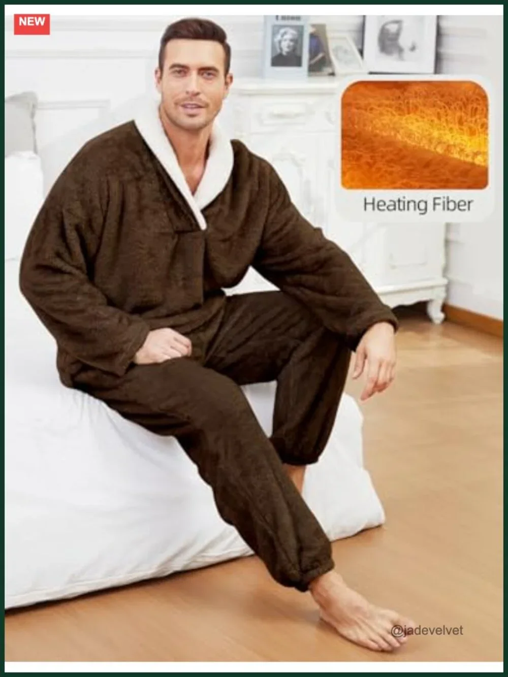Mens Fleece Pajamas Set Flannel Loungewear Sleepwear